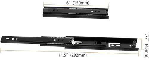 SEUNMUK 8 Pairs 6 Inch Full Extension Less Noise Drawer Slides 3 Section Ball Bearing Side Mounted Drawer Slider Heavy Duty Drawer Slides, with 64 Mounting Screws, Black - size: Black 6 Inch -8 Pairs