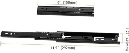 SEUNMUK 8 Pairs 6 Inch Full Extension Less Noise Drawer Slides 3 Section Ball Bearing Side Mounted Drawer Slider Heavy Duty Drawer Slides, with 64 Mounting Screws, Black - size: Black 6 Inch -8 Pairs