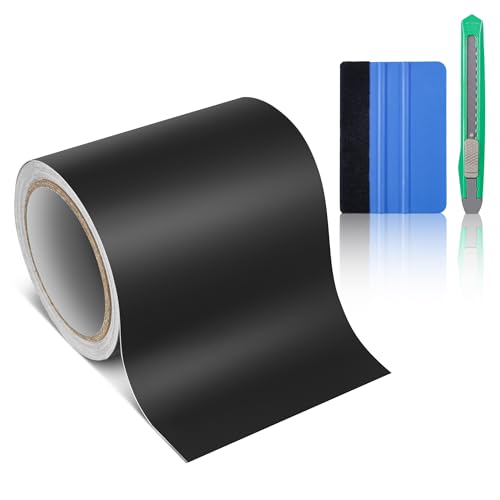 CompraFun Black Vinyl Wrap, Car Chrome Delete Vinyl Tape Roll Black Out for Window Trim Door Edge Guard Exterior & Interior (Matte Black, 5in x 30ft) - color: Matte Black, size: 5in x 30ft