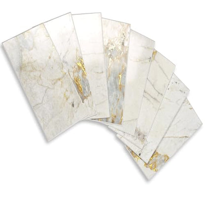 Vamos Tile 100-Pack Peel and Stick Backsplash Tile,3" x 6" PVC Subway Tile - color: Pandora Marble with Gold Veining