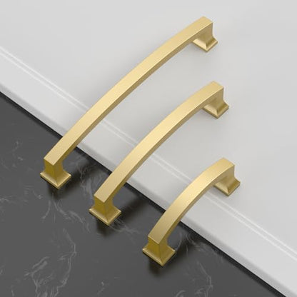 Asidrama 10 Pack 3.75 Inch(96mm) Brushed Gold Kitchen Cabinet Handles, Cabinet Pulls Kitchen Cabinet Hardware for Cupboard Drawer Pulls - color: Brushed Gold, size: 3.75" Hole Center, style: 10 Pack