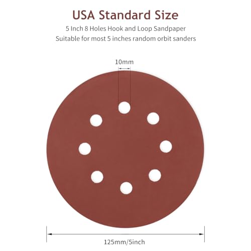 50 PCS 5 Inch 8 Hole Hook and Loop Sanding Discs 600 Grit - style: 600 Grit,50-Pack