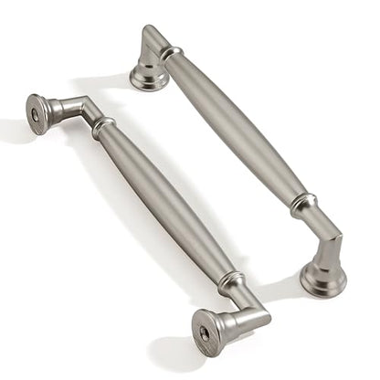 2 Pack 5 Inch Hole Center Brushed Satin Nickel Cabinet pulls Solid Heavy Duty Cabinet Pull Cabinet Handles Kitchen Cabinet Hardware Vanity Handles Bathroom Cabinet pulls - color: Brushed Satin Nickel, size: 5 Inch(128mm)hole center