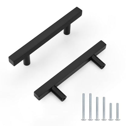 Probrico Matte Black Cabinet Handles & Pulls 3" Hole Centers Square 5 Pack - color: Black, size: Hole Center: 76mm(3inch)