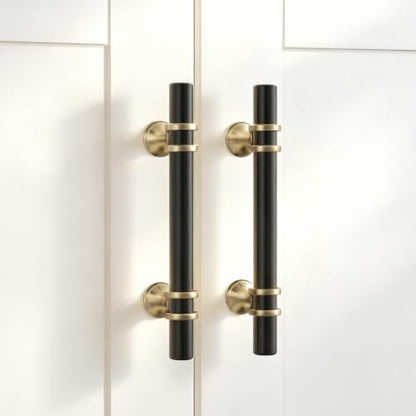 Rergy 10 Pack 4 Inch Hole Center Black and Champagne Bronze Cabinet Pulls - color: Black&Champagne Bronze, size: 4-1/16in Hole Center(102mm)
