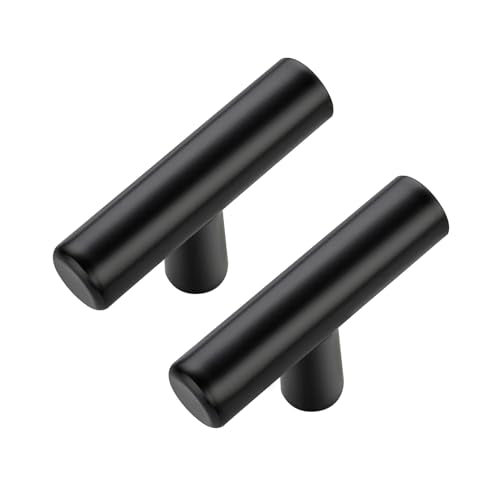 Ravinte Hardware Matte Black Cabinet Handles Drawer Pulls 2 Inch 25 Pack - color: Matte Black T-Shaped, size: Single Hole Center