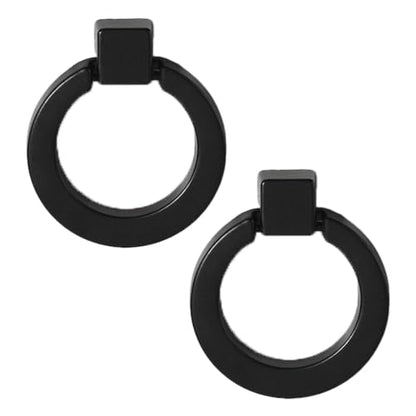 2Pcs Ring Pulls in Antique Bronze Finish, Hardware for Cabinets and Drawers (Black2) - color: Black2
