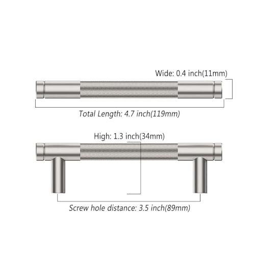 Asidrama 10 Pack 3.5 Inch(89mm) Brushed Nickel Cabinet Pulls Heavy-Duty Solid Kitchen Cabinet Handles Satin Nickel Drawer Hardware for Bathrooms Cupboard - color: Brushed Satin Nickel, size: 3.5" Hole Center, style: 10 Pack