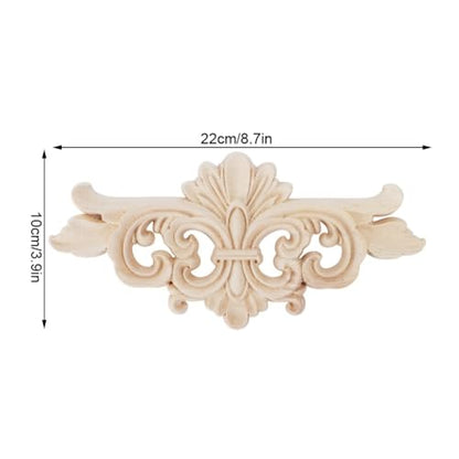 2Pcs Wood Carved Applique Decals – Unpainted Floral Onlay Ornament for Door, Furniture & Cabinets, DIY Project, Doors and Windows(Large) - size: Large
