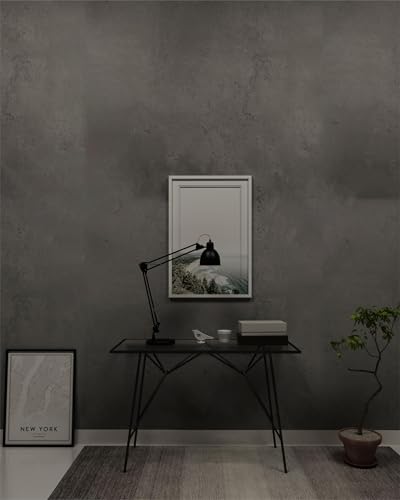 Thick Concrete Wallpaper Peel and Stick Cement Wallpaper 24x354 inch Waterproof Removable Self-Adhesive Contact Paper Matte Dark Gray Texture Wall Paper for Bathroom Bedroom Kitchen Dining Bar - color: Dark Gray, size: 24" x 354"