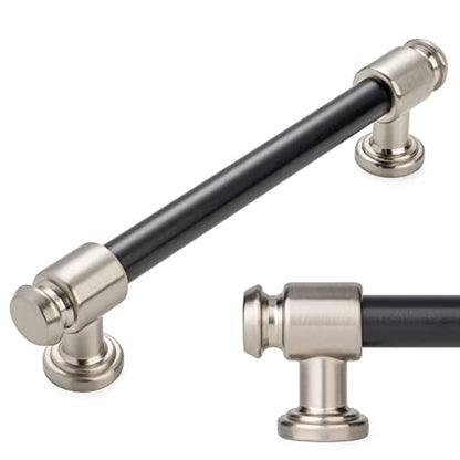 KOOFIZO 10 Pack 5 in Black & Brushed Nickel Cabinet Pull, Drawer Handle P11 - color: Black + Brushed Nickel, size: 5" CC