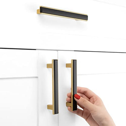 Black and Gold Cabinet Pulls Drawer Handles 3-3/4 Inch 5 Pack 2281 - color: Matte Black & Gold, size: 3-3/4 In Hole Distance, style: 5 Pack