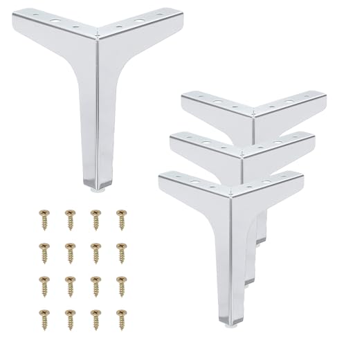 PATIKIL 7 Inch Metal Furniture Legs, 4 Pcs Triangle Furniture Replacement Feet Modern Style Couch Legs for Table Chair Cabinet Cupboard Sofa, Silver - color: Silver, size: 7 Inch