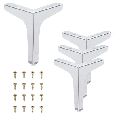 PATIKIL 7 Inch Metal Furniture Legs, 4 Pcs Triangle Furniture Replacement Feet Modern Style Couch Legs for Table Chair Cabinet Cupboard Sofa, Silver - color: Silver, size: 7 Inch