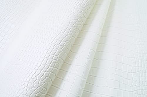 Wento Alligator Skin PU Leather Fabric Faux Leather Fabric Crocodile Fabric Leather Upholstery Fabric By the Yard - color: Pattern(b) White, size: 1 Yard (54" x 36")