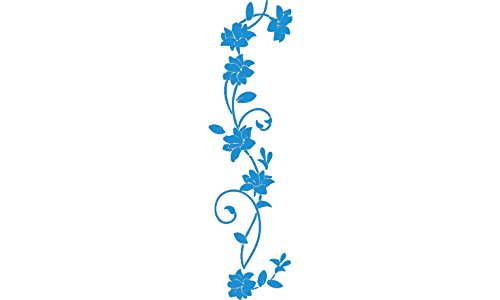 Picniva Rattan Flower Removable Vinyl Wall Decal, Blue, 22 x 80 in - color: Blue, size: 22'' X 80''