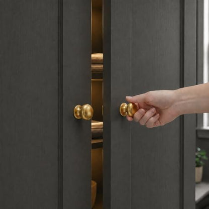 trust4care 2-Pack Brushed Satin Gold 1.5" Bifold Closet Cabinet Knobs Pulls - color: Gold, size: Set of 2
