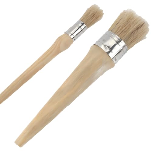 Natural Bristle Round Wax Paint Brush with Ergonomic Wooden Handle-Large Head for Smooth Finish on Furniture Restoration,Car Detailing&Home Decor-Ideal for DIY Enthusiasts&Professionals (Light Wood)