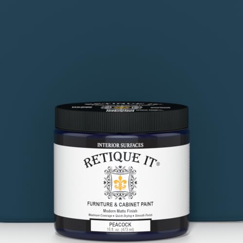 Retique It Furniture and Cabinet Paint - Paint for Cabinets, Dressers, Tables, Doors and DIY Home Decor Projects, Peacock, 16 oz