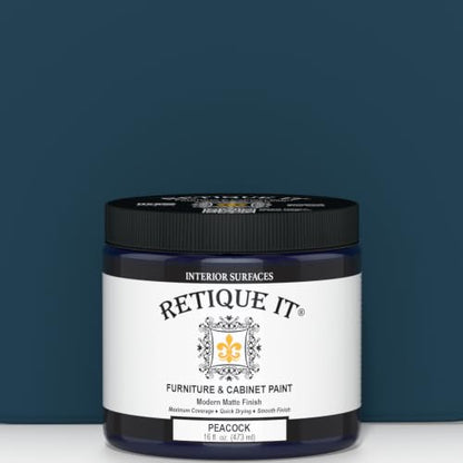 Retique It Furniture and Cabinet Paint - Paint for Cabinets, Dressers, Tables, Doors and DIY Home Decor Projects, Peacock, 16 oz