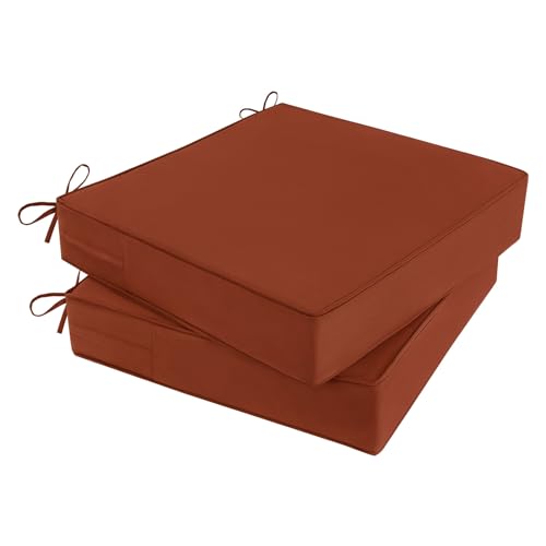 Outdoor Chair Cushions 19x19x4 Inch, Waterproof Spice Patio Furniture Cushions Set of 2 with Ties & Handle, 3 Year Color Fastness Square Replacement Seat Cushions for Sofa, Couch - color: Spice, size: 19 x 19 x 4 IN