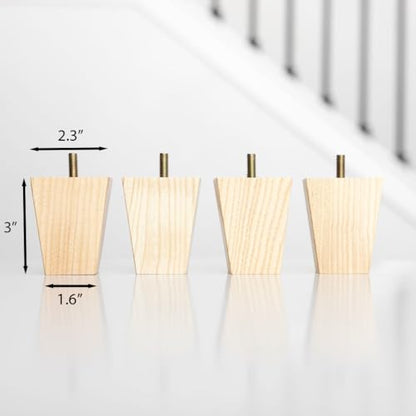 Airy Abode Premium Ash Wood Square Furniture Legs (Full Install Kit) - Pick Your Size and Color - color: Natural Ash Wood, size: 3 Inches
