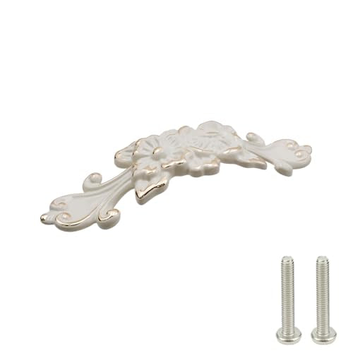 2Pcs Euro Rose Decorative Cabinet Pull Handles Ivory Drawer Pull