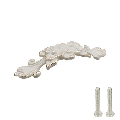 2Pcs Euro Rose Decorative Cabinet Pull Handles Ivory Drawer Pull