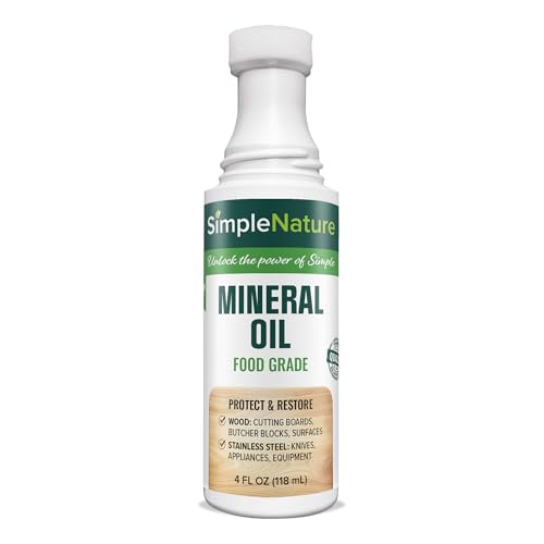 SimpleNature Brush-On Food Grade Mineral Oil - Moisturize, Lubricate, Restore & Protect Wood, Cutting Boards, Butcher Block, Countertops, and Stainless Steel (4 fl oz Bottle with Applicator Tip) - size: 4 Fl Oz Applicator Bottle