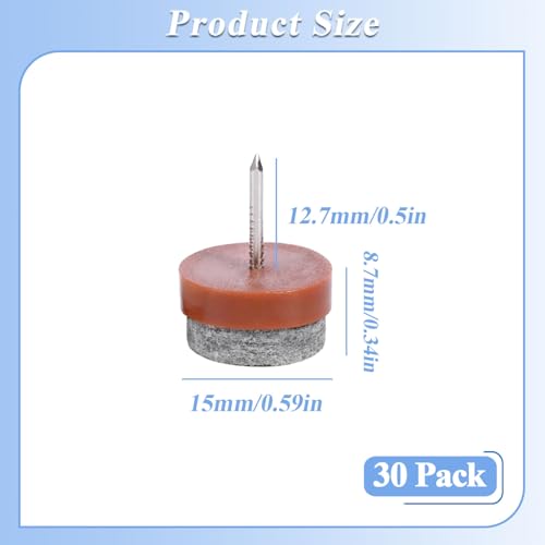 30pack 15mm Nail-on Felt Pads, Round Heavy Duty Furniture Sofa Pad - color: Brown, size: Φ 15 mm