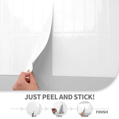 Peel and Stick Backsplash 3D Wall Tiles,Self-Adhesive,Oil Proof,Waterproof, Removable Wall Panels for Kitchen & Bathroom,Modern Design, Easy Install (10.7ft，12x9 inch,14 Pack) (White) - color: White