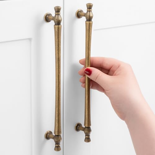7-1/2 Inch Antique Brass Cabinet Pulls 5 Pack French Style P2408 - color: Antique Brass, size: 7-1/2" Hole Centers-5 Pcs