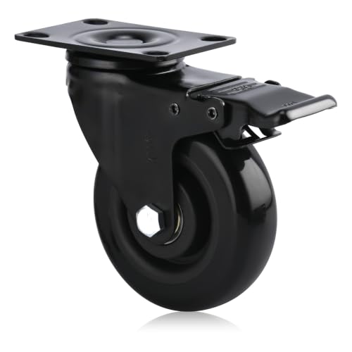 4" Swivel Rubber Caster Wheels with Safety Dual Locking - color: 4" casters