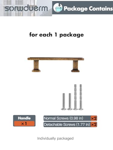 SORWDUREM 10 Pack 3 Inch(76mm) Antique Brass Cabinet Pulls Drawer Pulls Kitchen Hardware Cupboard Kitchen Hardware Cabinet Handles - color: Antique Brass, size: 3"(76mm) Hole Center