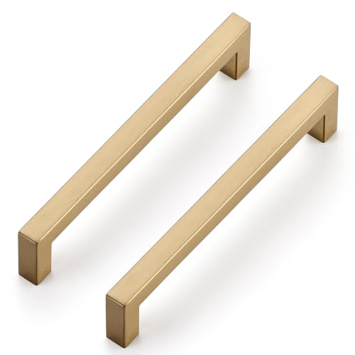 Ravinte Champagne Bronze Cabinet Handles Square Pulls 6-1/4 Inch 30 Pack - color: Champagne Bronze