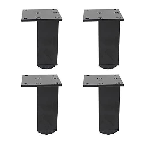 4 Pack Adjustable Furniture Legs, 80mm/3.15'' Black Aluminum Alloy Support Feet Heavy Duty Replacement Legs for Sofa Bed Desk TV Cabinet Couch Coffee Table Sideboards Cupboard Dresser - color: Black, size: 80mm/3.15''