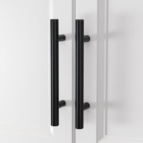 homdiy Black Cabinet Handles 10Pack 5inch Hole Center Kitchen Drawer Pulls and Knobs Stainless Steel Cabinet Hardware for Bathroom, Cupboard - color: Black, size: 5in hole centers