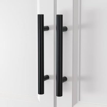 homdiy Black Cabinet Handles 10Pack 5inch Hole Center Kitchen Drawer Pulls and Knobs Stainless Steel Cabinet Hardware for Bathroom, Cupboard - color: Black, size: 5in hole centers