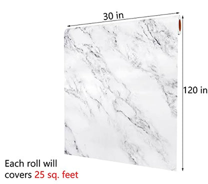 Decotalk 30"x120" Matte White Marble Contact Paper Grey Wallpaper Peel and Stick Wallpaper Granite Contact Paper Decorative for Kitchen Countertops Bathroom Dresser Large Thick Wall Paper Roll - size: 30" x 120"