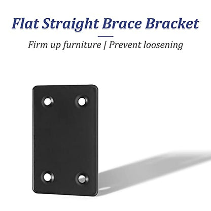 Bonsicoky 8Pcs Flat Straight Brace Brackets, 2.4 x 1.5 / 60 x 38mm - size: 2.4" x 1.5" - 8 PCS, style: Black