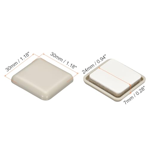 uxcell Furniture Sliders, 24Pcs 1 1/6" - Plastic Self-Adhesive Square Sliding Pads, Chair Glides for Carpeted Tile Vinyl Hardwood Floors (Grey) - size: 1 1/6"