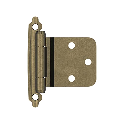 Amerock 1 Pair Variable Overlay Burnished Brass Face Mount Cabinet Hinge - color: Burnished Brass, size: Reverse Bevel