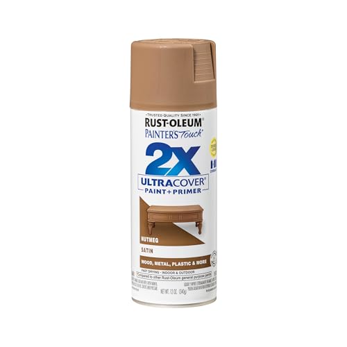 Rust-Oleum Painter's Touch 2X Ultra Cover Spray Paint, Satin Nutmeg - color: Satin Nutmeg, size: 12 Ounce (Pack of 1)