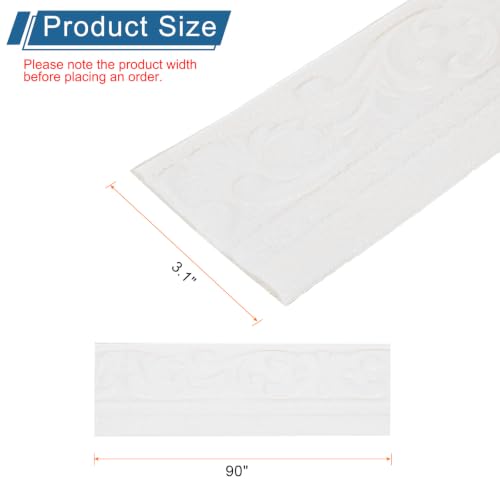 HARFINGTON 2pcs 3D Wall Edging Self-Adhesive 90"x3.1" Molding Trim - color: White, size: 90"x3.1"