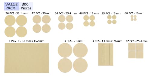 New Talent 300 PCS Premium Furniture Pads Felt Furniture Pads- Felt Pads Furniture Feet Best Wood Floor Protectors - Protect Your Hardwood & Laminate Flooring! Beige - size: 300pcs Beige, Round & Square