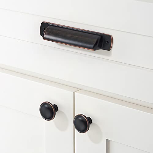 khtumeware 10 Pack 3-3/4" Drawer Pulls Oil Rubbed Bronze Cabinet Cup Pulls Kitchen Hardware Cabinet Handles Drawer Handles Knobs 3-3/4 inch Hole Center - color: Oil Rubbed Bronze, size: Cup Pulls 3-3/4" Hole Center