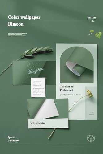 Dimoon 118''x17.7'' Green Peel and Stick Wallpaper Contact Paper Modern Self Adhesive Wall Paper Removable Renter Friendly Textured Solid Color Shelf Cabinet Vinyl Roll (118''x17.7'',Dark Green) - color: Dark Green, size: 17.7" x 118"