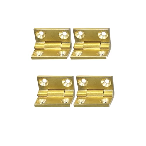 dophee 4Pcs Mini Solid Brass Hinges, 90 Degree Small Butt Hinges Connectors