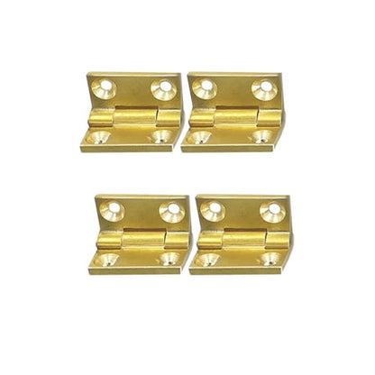 dophee 4Pcs Mini Solid Brass Hinges, 90 Degree Small Butt Hinges Connectors