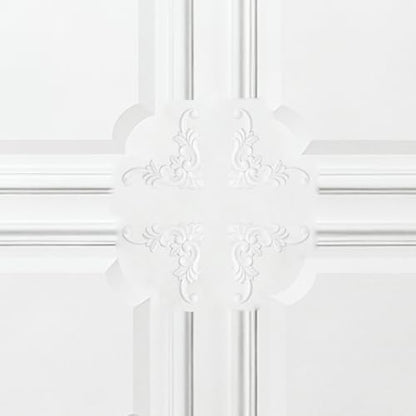 INCREWAY 4PCS Unpainted PVC Corner Wall Molding, French Style Medallion, Wainscoting Accent Panel for Ceiling Cabinet Door Bed Dresser Mirror Furniture (11cm, Leaf Pattern)